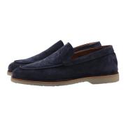 Blåt Læder Loafer Slip-On Sko