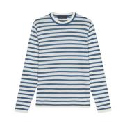 Lyseblå stribet rundhalset sweater