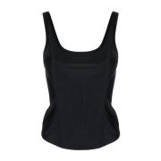 Sort Scoop Neck Ærmeløs Bodice