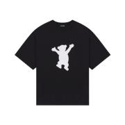Sort T-shirt med Teddy Bear Print