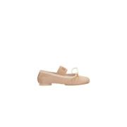 Rosa Flade Sko Ballerina Beige Satin