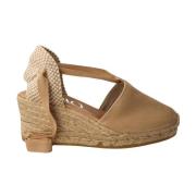 Beige Espadrille Sandal med Båndlukning