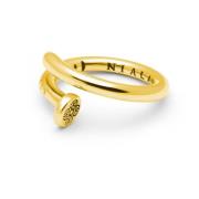 Men's Nail Ring with Dorje Engraving and Gold Finish