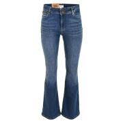 Flare Jeans i Medium Blue Denim