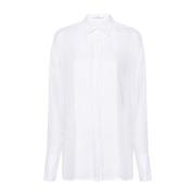 Hvid Bomuldsskjorte med Plissedetaljer