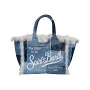 Denim Vanity Taske med Frynser