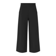 Elegant Wide-Leg Cropped Bukser Sort