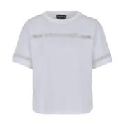 Hvid Bomuld Logo Broderet T-shirt