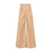 Beige Wide Leg Trousers Camel