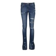 Boot-Cut Distressed Denim Jeans