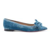 Velour Bow Ballerina Flats