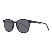 Sorte runde acetat solbriller med grå linser