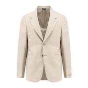 Beige Blazer Klassisk Revers To Knapper