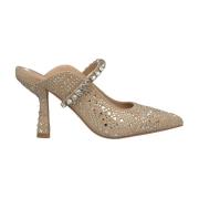 Elegant Slingback Sko med Rhinestone Detaljer