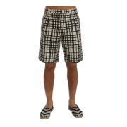 Stribet Linned Casual Shorts