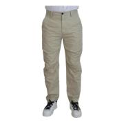 Beige Bomuld Casual Straight Fit Bukser