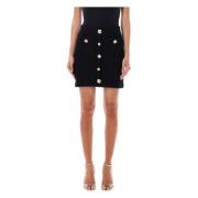 Black Jewel Button Knit Mini Skirt