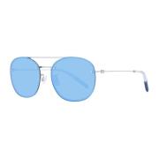 Blå Runde Solbriller med UV-beskyttelse