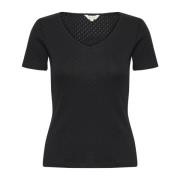 Sort V-hals T-shirt Junepw