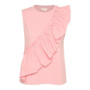 Bluse med flæsedetalje i Mellow Rose