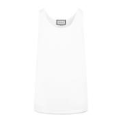 Logo Tank Top Hvid Bomuld Italien