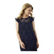 Broderet Navy Bluse