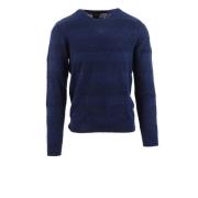 Blå Bomuld Linned Crewneck Sweater