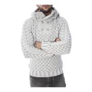 Damier mønster sweater med hætte 2307