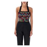 Multifarvet Geometrisk Halter Top