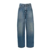 Klar Blå Denim Wide Leg Jeans