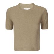 Uld Crew-Neck Sweater med Ribbed Detaljer