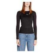 Sort Strikket Rund Hals Sweater