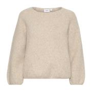 Grå Melange Uld Pullover Sweater