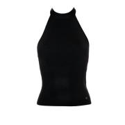 Rib Halter Top med Åben Ryg