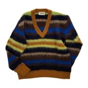 Farverig Mohair V-Hals Sweater