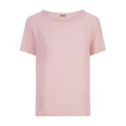 Silke Pink T-shirt med Rund Hals