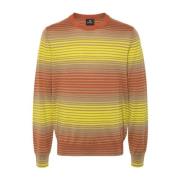 Grøn Stribet Merinould Sweater