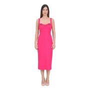 Fuchsia Sheath Midi Kjole med Barokspænder