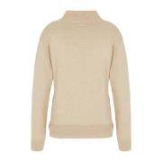 Beige Sweatshirt i uldblanding Mock Neck