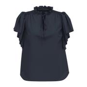 Feminin Flæsetop Bluse Ink