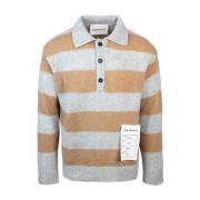 Stribet Polo Sweater Løs Pasform