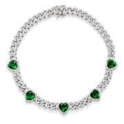 Womens Crystal Embellished Choker with Green Hearts