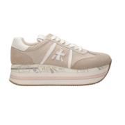 Python-effekt Læder Sneakers Beige