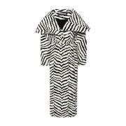 Zebra Jacquard Draped Collar Coat