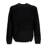 Sort Ribstrikket Crew-Neck Sweater