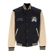 Denim Varsity Jakke Letvægts College Stil