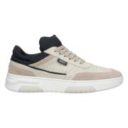 Kvinders Beige & Sorte Platform Sneakers lavet af Læder og Velour ER00...