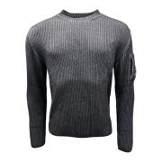 Rib Strik Crew Neck Sweater Sort-Taupe