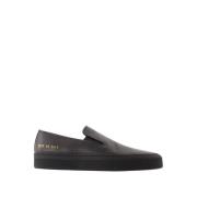 Sort Læder Slip On Sneakers