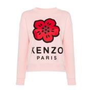 Pink Sweater med Boke Flower Print